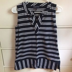 Jones New York Navy Striped Sleeveless Top